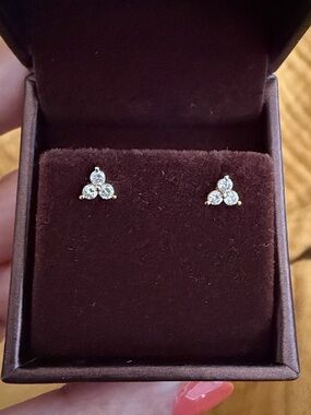 14k Gold Diamond Trio Studs